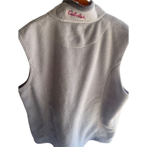 Woman's Cabela's Fleece Vest Full Zip Collar & Cinch Cord Pink Logo Hem 2 XL‎ - Picture 4 of 6